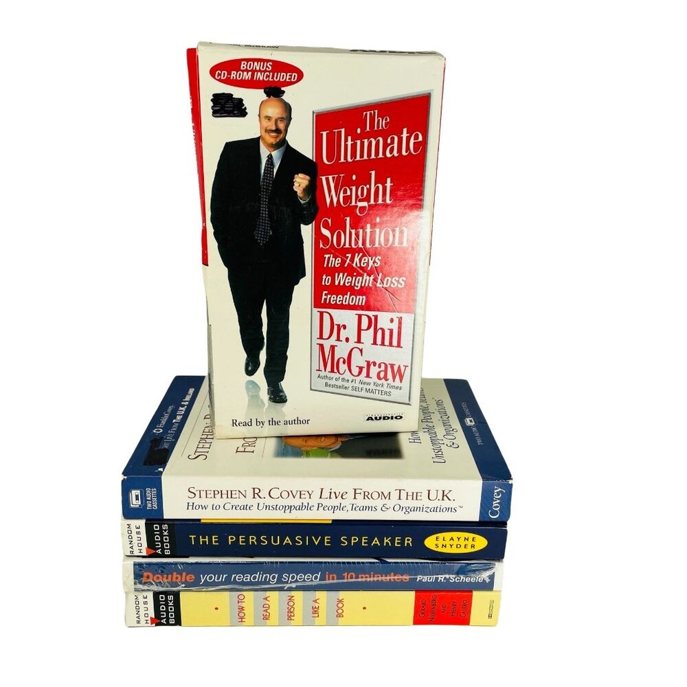 Self Help Audiobook Cassette Lot Covey Dr Phil Persuasive Speaker Set 5